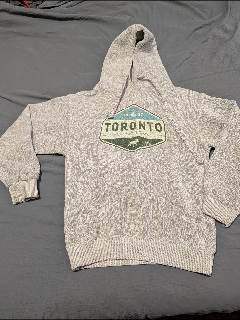Toronto Canada Hooded Sweatshirt - Gray with Green Logo